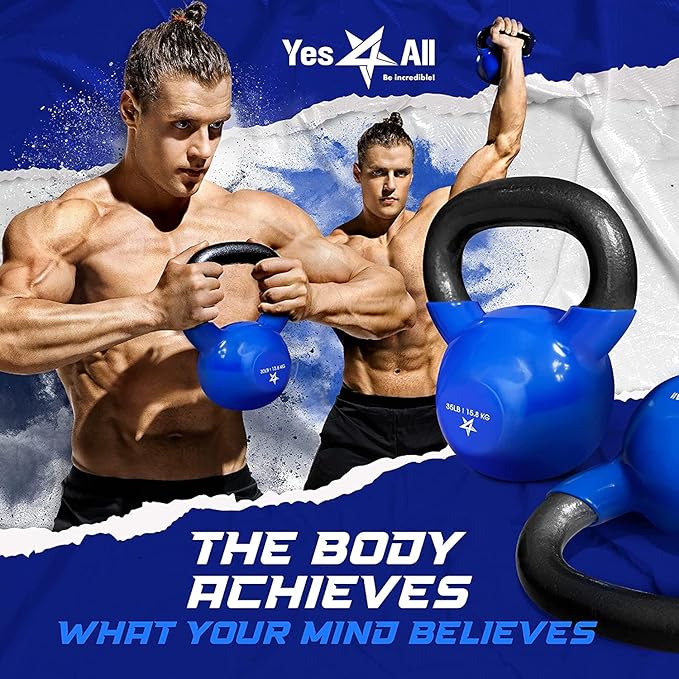 Yes4All 5-65lbs Kettlebells Vinyl Coated Cast Iron