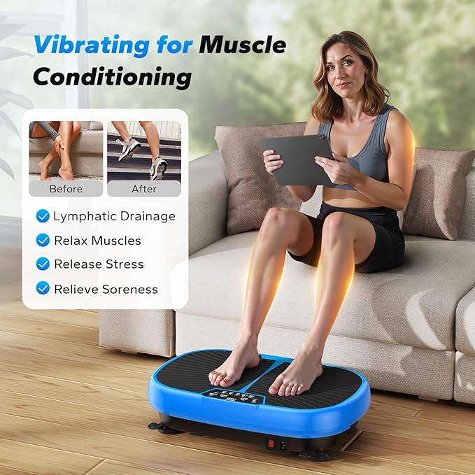 MERACH Vibration Plate Exercise Machine, Vibrating Plate Exercise Machine for Women Men, 99 Speeds Vibration Plate with 2 Tension Ropes LED Display, Workout Equipment for Home