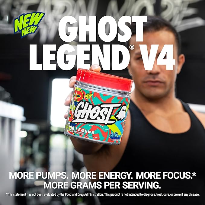 GHOST Legend Pre-Workout Powder, Blue Raspberry - 30 Servings – Pre-Workout for Men & Women with Choline, L-Citrulline, & Beta Alanine for Energy & Focus