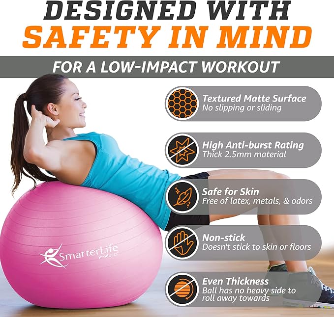 SmarterLife Workout Exercise Ball for Fitness