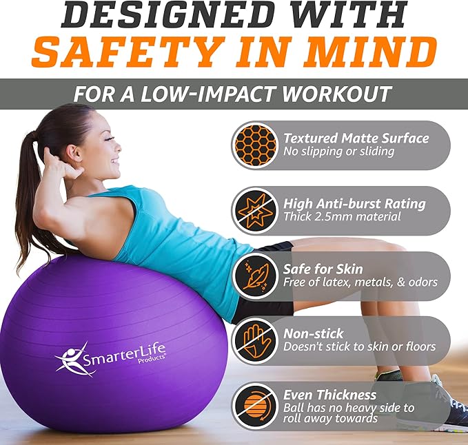 SmarterLife Workout Exercise Ball for Fitness