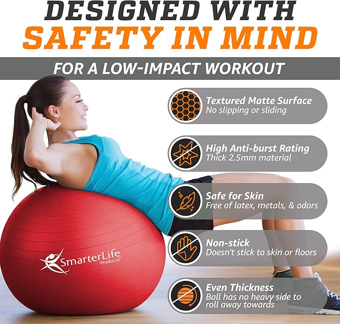 SmarterLife Workout Exercise Ball for Fitness