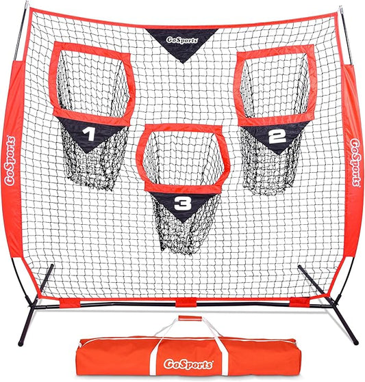 GoSports Football Throwing Net - 8 x 8 6 x 6 ft