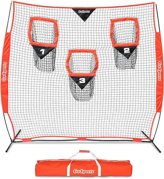 GoSports Football Throwing Net - 8 x 8 6 x 6 ft