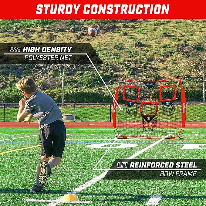 GoSports Football Throwing Net - 8 x 8 6 x 6 ft